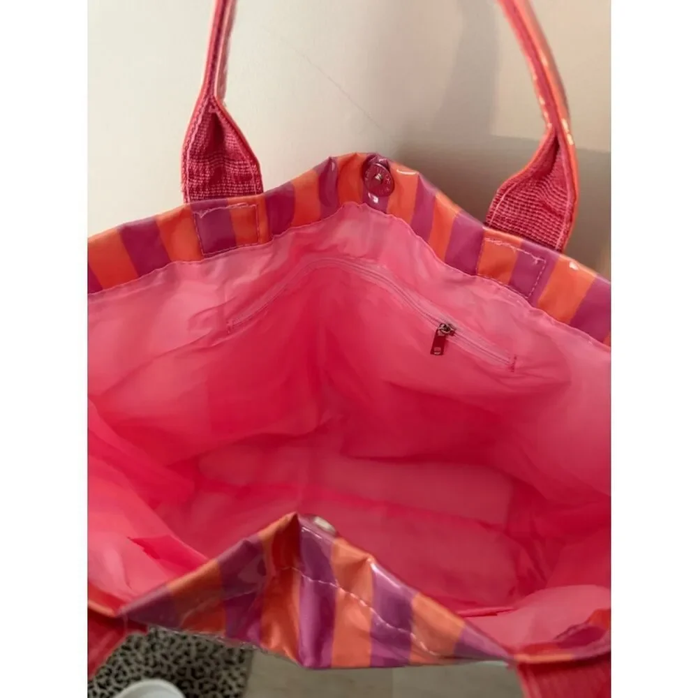 Striped Purple and Orange Tote Bag